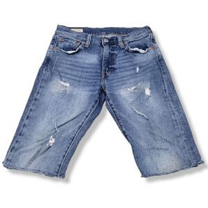 Levi's 512 Shorts Size 28 Men's Jean Shorts Cut Off Denim Shorts Stretch Blue